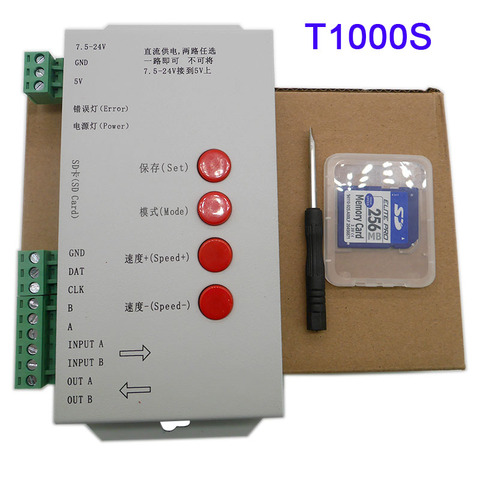 T1000S с SD-картой WS2801 WS2811 WS2812B LP6803, светодиодный контроллер 2048 пикселей, 5 ~ 24 В постоянного тока, контроллер светодиодной RGB-ленты ► Фото 1/6