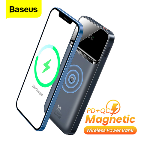 Baseus магнитное Беспроводное зарядное устройство портативное зарядное устройство 10000 мАч PD 20 Вт внешняя батарея портативное зарядное устройство для iPhone 12 Pro Samsung Xiaomi ► Фото 1/6