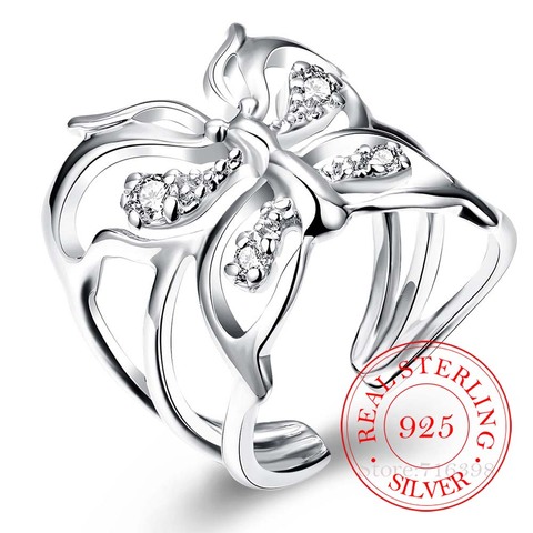 Женское кольцо в ретро-стиле, кольцо из серебра 2022 пробы с кристаллом в виде бабочки, модное богемное Ювелирное Украшение для пальца, 925 ► Фото 1/6