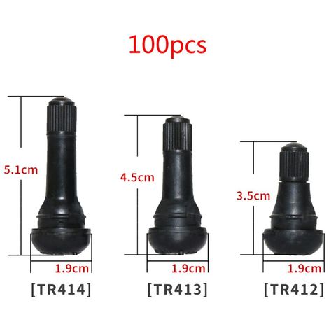 100 шт. TR414/TR413/TR412, резиновая шина для грузовика, бескамерная шина, фотоцинковый сплав, резиновые колпачки для стержней шины ► Фото 1/6