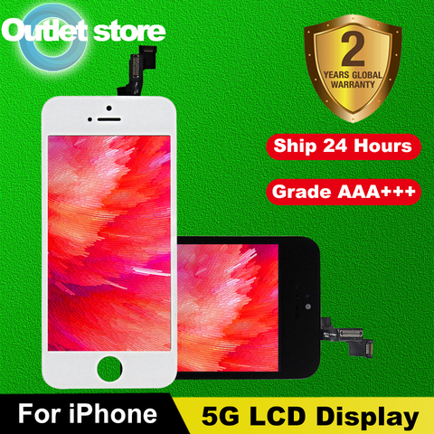 Высокое качество ЖК-дисплей для iPhone 5S SE сенсорный экран Замена для iPhone 5 5C 5S SE без битых пикселей + закаленное стекло + Инструменты + ТПУ ► Фото 1/6