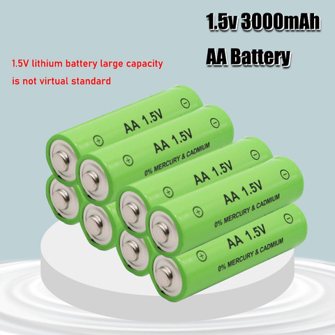 Щелочные аккумуляторные батарейки AA 1,5 В, 3000 мА · ч, 2100 мА · ч, 1,5 В, аккумуляторные батарейки AAA для фонарика ► Фото 1/5