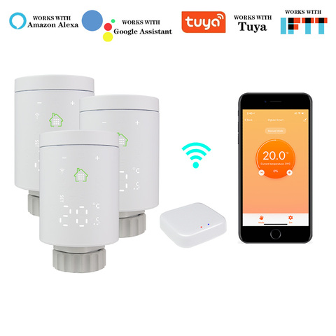 Tuya Wifi Zigbee радиатор привод термостат еженедельная программа термостатический клапан умный регулятор температуры работает с Alexa ► Фото 1/6