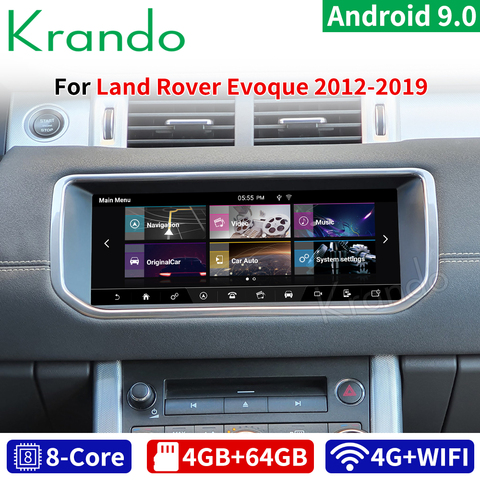 Автомагнитола Krando, автомобильный аудиоплеер с экраном 10,25 дюйма на Android 9,0, 4 Гб ОЗУ, 64 Гб ПЗУ, для Land Rover Range Rover Evoque 2012-2022, Harman, Bosch, хост, GPS-навига... ► Фото 1/6
