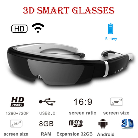 IVS-2 Smart Android 3D видеооочки с креплением на голову, устройство «все в одном» IMAX, гигантский экран, мобильный кинотеатр, экран 98 дюймов, память 8 Гб ► Фото 1/6
