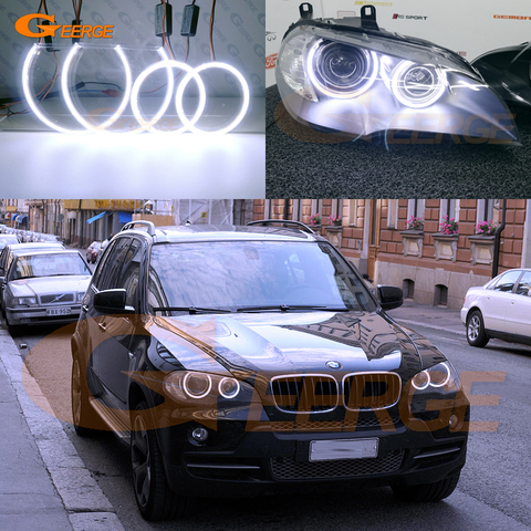 Отличные COB led Ангельские Глазки halo кольца DRL ультра яркие для BMW X5 e70 2007 2008 2009 2010 2011 2012 2013 ► Фото 1/6