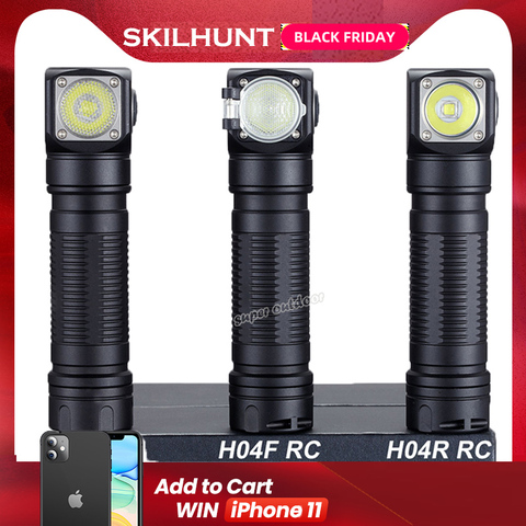 Фонарик Skilhunt H04 H04R H04F RC, 1200 лм, два настраиваемых интерфейса, USB, магнитный перезаряжаемый светодиодный фонарик для охоты, кемпинга с повязкой... ► Фото 1/6