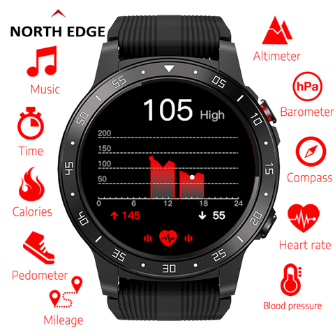 Смарт-часы Northedge GPS для бега, спорта, GPS, телефон, водонепроницаемый смартфон, пульсометр, компас, часы с высотой ► Фото 1/6