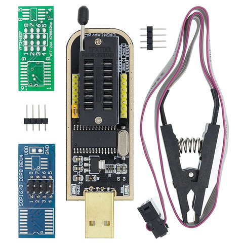 Программатор для EEPROM 93CXX / 25CXX/24CXX, модуль USB I21 CH341A 24 25 + зажим SOIC8 SOP8 ► Фото 1/6