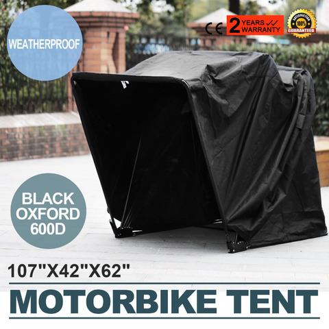 Складной гараж для мотоцикла в черном Оксфорде 600D 269 см x 104 см x 155 см складной тент для гаража (черный) ► Фото 1/6