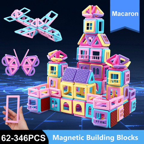 62-346 шт магнитные строительные блоки магнит дизайнерский Строительный набор моделирование Строительные кирпичи магнитные игрушки для дете... ► Фото 1/6