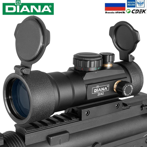 Прицел для охотничьей винтовки DIANA 3X42, зеленый, красный, точка 2X40, тактическая оптика 3X44, подходит для мм рельса 1X40 ► Фото 1/6