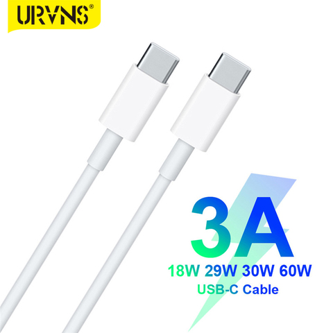 URVNS 60 Вт USB-C зарядный кабель USB2.0 3A Быстрый зарядный кабель для MacBook Pro/Air iPad Pro и 29, 30 Вт, 61 Вт 87W Type-C зарядное устройство адаптер ► Фото 1/6