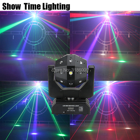 Show Time Dj лазерный диско светодиодный стробоскоп 3 в 1 движусветильник неограниченное вращение хороший эффект использование для вечерние KTV н... ► Фото 1/6