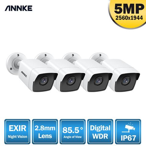 Камера Наружного видеонаблюдения ANNKE 4X Ultra HD 5MP TVI, белая система безопасности с защитой от непогоды и функцией ночного видения, набор оповеще... ► Фото 1/6