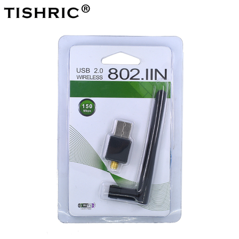 Антенна TISHRIC 150 Мбит/с 802.11n/g/b USB WiFi, беспроводная компьютерная сетевая карта, USB Wi-Fi адаптер, LAN Карта для Windows XP/7/8 Linux ► Фото 1/6