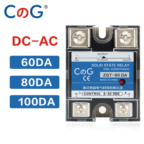CG SSR-60DA 80DA 100DA реле Однофазный DC контроль AC 24-480VAC 3-32VDC теплоотвод 60A 80A 100A DA твердотельные реле ► Фото 1/5