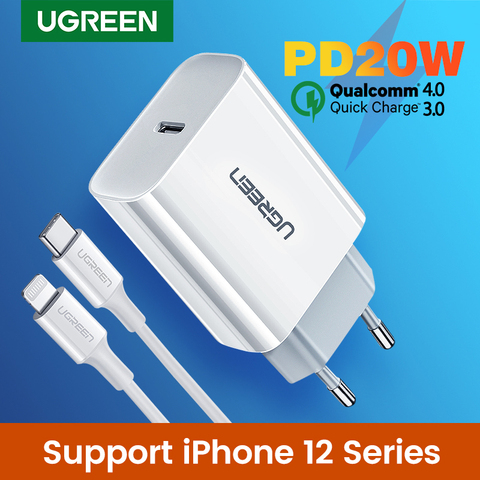 Устройство для быстрой зарядки Ugreen 4,0 3,0 QC PD, зарядное устройство 20 Вт QC4.0 QC3.0 USB Type C, быстрое зарядное устройство для iPhone 12 X Xs 8 Xiaomi, зарядное ус... ► Фото 1/6