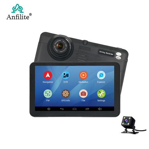 Anfilite 7-дюймовый емкостный Android четырехъядерный DDR 768M 16GB Автомобильный видеорегистратор с GPS-Навигатором видеорегистратор с двумя камерами 1080P запись на грузовик ► Фото 1/6