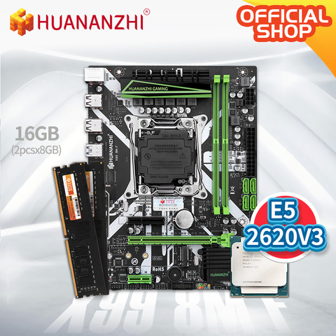 HUANANZHI X99 8M F X99 материнская плата с процессором Intel XEON E5 2620 V3 с 2*8G DDR4 NON-ECC памяти комбинированный комплект ► Фото 1/1