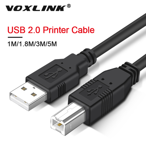 Кабель для печати VOXLINK Type-A-B USB 2,0, Кабель для принтера «Папа-папа», 1 м/1,8 м/3 м/5 м для камеры, Epson, HP, Canon, принтер usb ► Фото 1/6