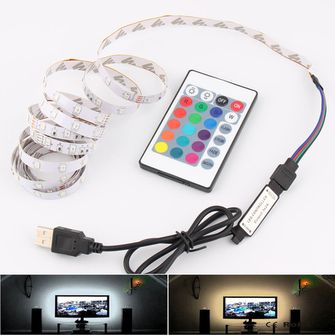 Светодиодная лента RGB, USB, 5 В, SMD 2835, 50 см, 1 м, 2 м, 3 м, 4 м, 5 м, 5 В ► Фото 1/6