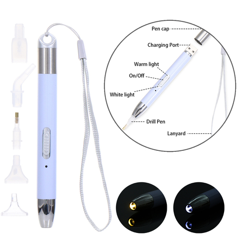 Обновление Стиль USB зарядка алмазная живопись ручка светодиодный наконечник ручки 5D инструменты для вышивки картин со стразами с 2 светильник режимов не нужен USB кабель ► Фото 1/6