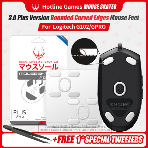 Hotline Games 3,0 Plus коньки для мыши с закругленными изогнутыми краями для Logitech G102 / G203 / G Pro, сменный коврик для игровой мыши, 0,7 мм ► Фото 1/6