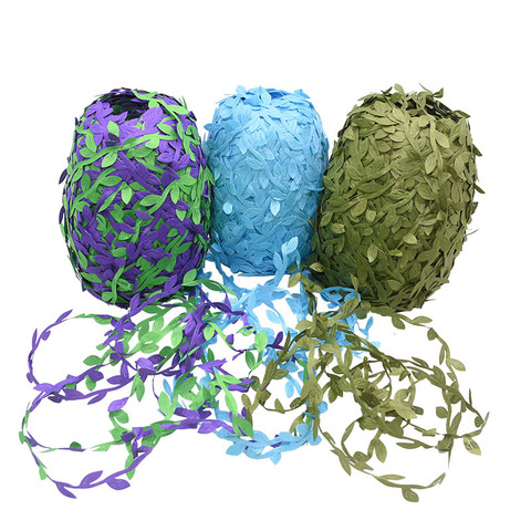 10 м шелк, в форме листа лента поддельные зеленые листья подарки упаковочной ленты для свадебного украшения Скрапбукинг сделай сам для домашнего декора ► Фото 1/6