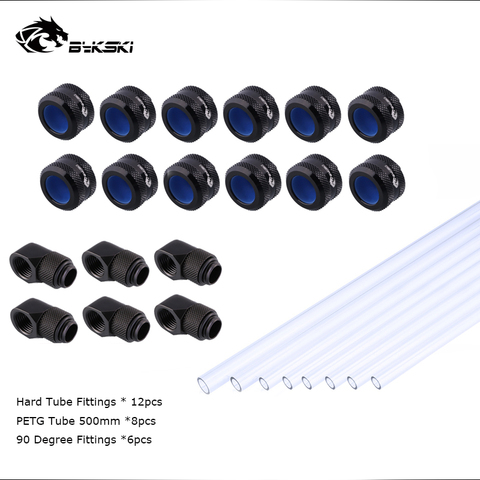 Bykski компьютерное водяное охлаждение комплект фитингов OD12 14 16 мм PETG твердая трубка, серебро, черный, золотой, красный, белый, синий, серый G1/4