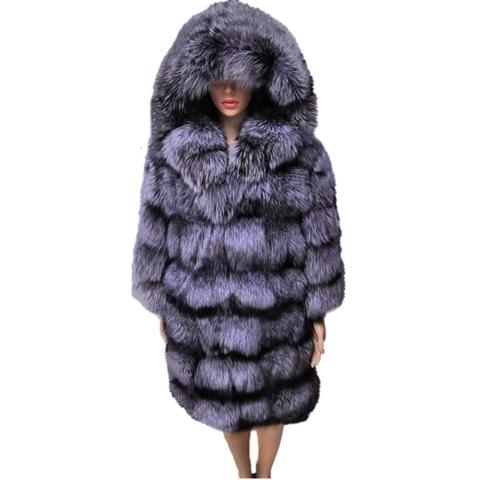 Женское зимнее пальто с искусственным мехом, пальто с мехом серебряной лисы, пальто с длинным рукавом, меховое пальто с капюшоном, плотное теплое пальто с искусственным мехом, куртка ► Фото 1/1