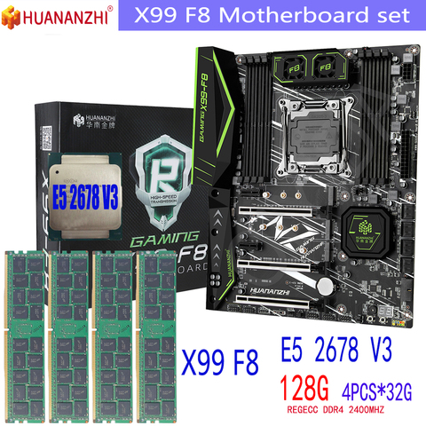 Материнская плата HUANANZHI F8 Xeon E5 2678 V3 X99 F8 DDR4 LGA2011-3 и LGA 2011 128 ГБ = 32 Гб * 4 шт. 2400 МГц ПАМЯТЬ НАБОР материнской платы ► Фото 1/6