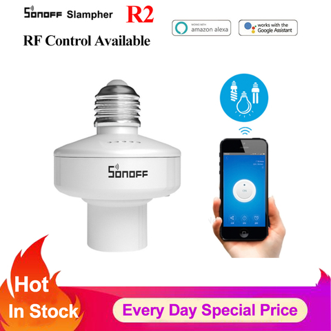 Беспроводной смарт светильник держатель лампы Sonoff E27 Slampher RF Wi-Fi 433 МГц с дистанционным управлением через IOS Android ► Фото 1/1