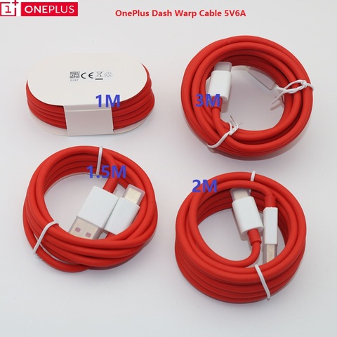 Оригинальный кабель OnePlus DASH 6A USB 3,1 Type C, кабель для быстрой зарядки для Oneplus 7 Pro 6 6t 5t 3 3t 1 м/1,5 м/2 м 3 м ► Фото 1/6