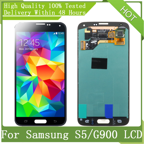 ЖК-дисплей SUPER AMOLED 5,1 дюйма для SAMSUNG GALAXY S5 SM-G900 G900 i9600 G900R G900F G900H, ЖК-дисплей с сенсорным экраном и дигитайзером в сборе ► Фото 1/6