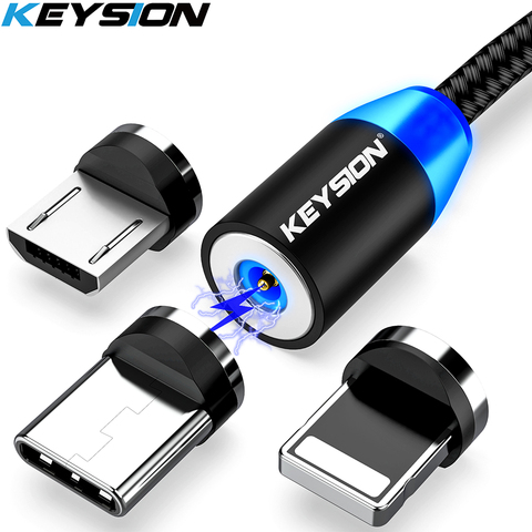 KEYSION светодиодный магнитный usb-кабель для быстрой зарядки, кабель типа C, магнитное зарядное устройство для зарядки данных, кабель Micro USB, моби... ► Фото 1/6