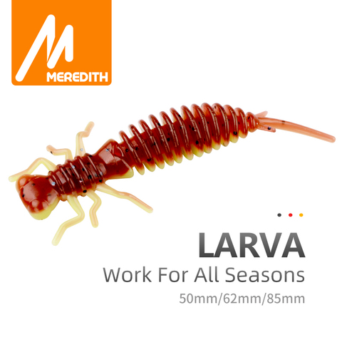 Мягкие приманки MEREDITH Larva, 50 мм, 62 мм, 85 мм, искусственные приманки для рыбалки, червь, силиконовые басы, щука, гольян, плавающая приманка, джигг... ► Фото 1/6