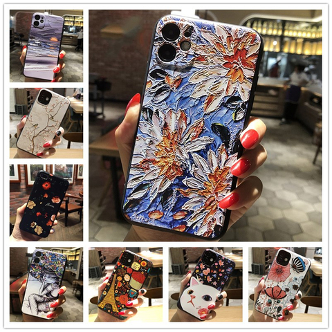 3D рельефный чехол для телефона Xiaomi Redmi 9C NFC чехол цветочный силиконовый чехол для Xiaomi Redmi9C чехол Redmi 9C 9 C NFC 2022 бампер сумка ► Фото 1/6
