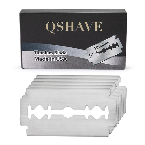 Qshave двойное защитное лезвие для бритвы, прямое лезвие из титана, классическое безопасное лезвие для бритвы, Сделано в США, 10 лезвий ► Фото 1/6
