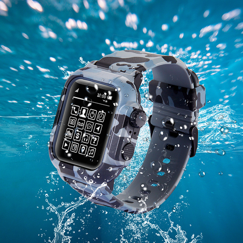 Suitable for Apple Watch Series6 / SE Apple Watch 5 4 3 44/42/40/38mm sports waterproof strap diving silicone strap case ► Фото 1/6