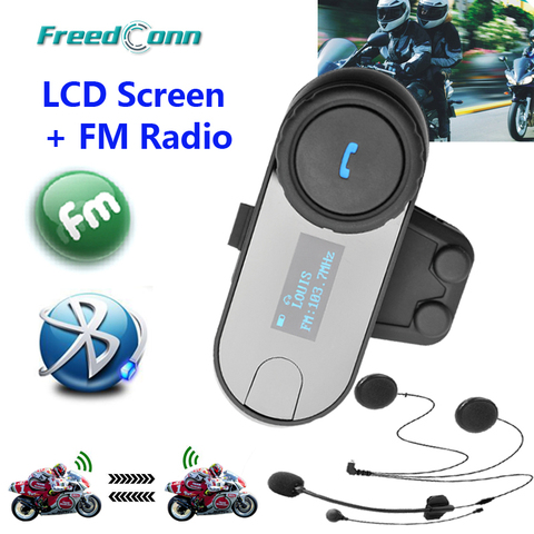 Новая обновленная версия! FreedConn Bluetooth гарнитура для мотоциклетного шлема, с FM-радио, с экраном, Bluetooth, с внутренней связью ► Фото 1/6