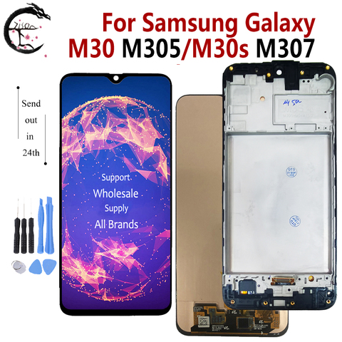 ЖК-дисплей OLED 6,4 дюйма для SAMSUNG Galaxy M30 2022 M305 M305F M305G дисплей M30S M307 M307FN, ЖК-экран с сенсорным экраном и дигитайзером в сборе ► Фото 1/6