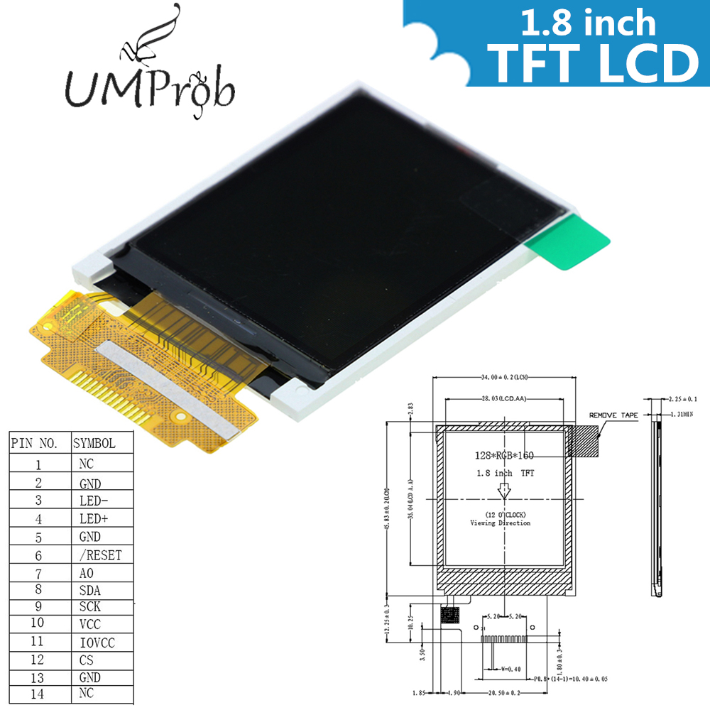 Цветной TFT ЖК-дисплей 1,8 дюйма, модуль 128x160, дисплей ST7735,  фотовыходные порты для arduino, Комплект «сделай сам» STM32 - История цены  и обзор | Продавец AliExpress - S+S+S+ Store | Alitools.io