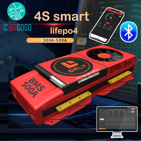 DALY Smart BMS с вентилятором 4S 12V Lifepo4 литиевая батарея Защитная плата 80A 100A 150A 200A 300A 400A 500A RS485 Bluetooth APP PC ► Фото 1/5