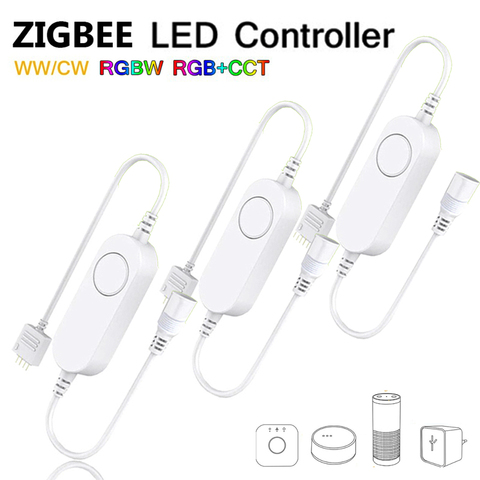 Мини Zigbee DC5V 12V 24V 5050 RGB/RGBW/RGBCW/CCT/диммер умная Светодиодная лента управления ler APP/Голосовое управление для Echo Plus/SmartThings ► Фото 1/6