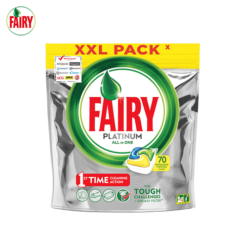 70 шт./уп. Капсулы для посудомоечной машины Fairy Platinum All in One Лимон ► Фото 1/4