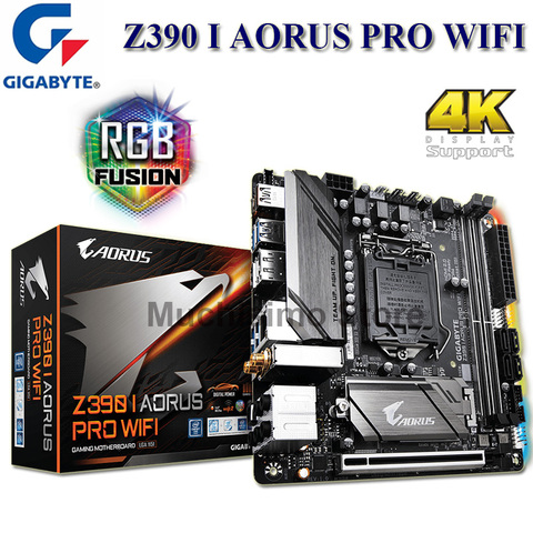 LGA 1151 Gigabyte Z390 I AORUS PRO Материнская плата с WIFI ядром i9/i7/i5/i3/ DDR4 32GB PCI-E 3,0 M.2 настольных Placa-mãe 1151 HDMI New ► Фото 1/6