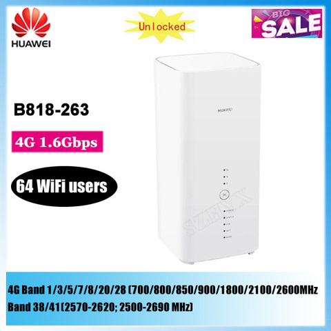 Разблокированный Huawei B818 B818-263 4G CPE 3 Prime LTE CAT19 Wifi роутер с слотом для sim-карты 4G B1/3/5/7/8/20/26/28/32/38/40/41/42/43 ► Фото 1/4