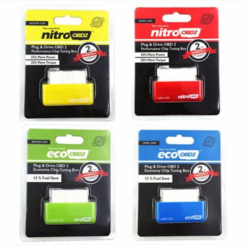 Pro Safety 4 цвета Nitro/Eco OBD2 ECU чип тюнинг коробка штекер и привод для бензиновых/дизельных автомобилей меньше мощности дропшиппинг ► Фото 1/6