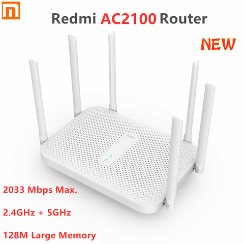 Оригинальный роутер Xiaomi Redmi AC2100 Gigabit 2,4 ГГц 5,0 ГГц, двухдиапазонный беспроводной роутер 2033 Мбит/с, Wi-Fi ретранслятор, 6 антенн с высоким коэффици... ► Фото 1/6